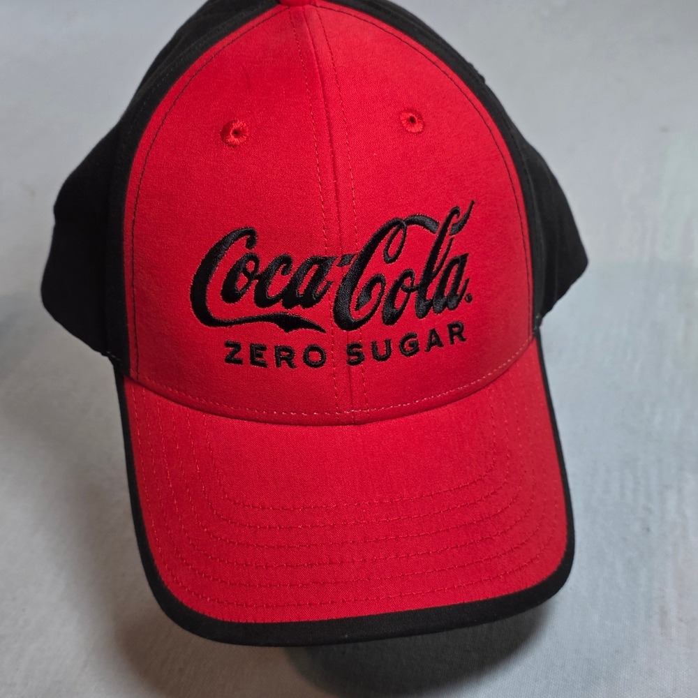 Coca Cola Zero Sugar Baseball Cap Hat Red Black Adjustable Embroidered Logo